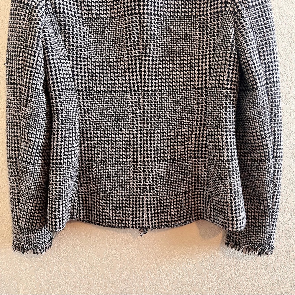 Rebecca Taylor Patchwork Houndstooth Fringe Trim Jacket Size 2 - Picture 10 of 10